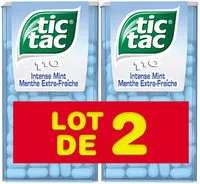 Mängden socker i Bonbons tic tac goût menthe extra fraiche 2x54g