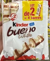 Mängden socker i Kinder bueno white gaufrettes enrobees de chocolat blanc 2 x 2 barres
