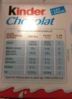 Mängden socker i Kinder Chocolat