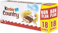 Mängden socker i Barre Chocolatée Kinder Country Céréales chocolat x18 - 423g