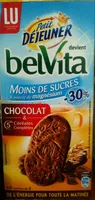 Mängden socker i Belvita Petit Déjeuner Chocolat & 5 Céréales Complètes, allégé en sucres 