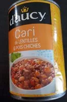 Mängden socker i 400g cari lentilles pois chiches d 'aucy