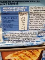 Mängden socker i Filets de maquereaux grillés aux 3poivres