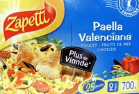 Mängden socker i Paella Valenciana - Poulet, Fruits de mer, Chorizo - (2 Pers.)
