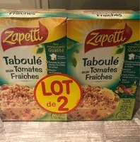 Mängden socker i Zapetti Taboulé aux tomates le lot de 2 boites de 360 gr