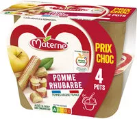 Mängden socker i MATERNE Compotes Coupelles Pomme Rhubarbe 4x100g Prix Choc