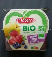 Mängden socker i MATERNE BIO SSA Pomme Fraise Myrtille 4x100g