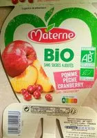Mängden socker i Compote Pomme pêche cranberry bio