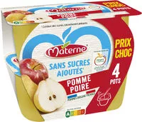 Mängden socker i MATERNE Compotes Coupelles Pomme Poire 4x100g Prix Choc
