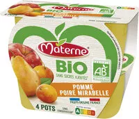 Mängden socker i MATERNE Compotes Coupelles BIO Pomme Poire Mirabelle 4x100g
