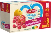 Mängden socker i MATERNE (Sans sucres ajoutés) Pomme/Pomme Framboise 24x100g 18 6 Offerts
