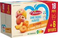 Mängden socker i MATERNE (Sans sucres ajoutés) Pomme/Pomme Pêche Abricot 24x100g 18 6 Offerts