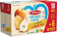 Mängden socker i MATERNE (Sans sucres ajoutés) Pomme/Pomme Poire 24x100g 18 6 Offerts