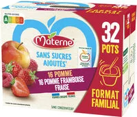 Mängden socker i MATERNE Compotes Pomme, P. Framboise Fraise 32x100g Format Familial