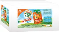 Mängden socker i POM'POTES SSA 5 Fruits Pomme Tropical (Pomme-Goyave-Mangue-Ananas-Passion) 36x90g Format Familial
