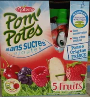 Mängden socker i POM'POTES Compotes Gourdes 5 Fruits Rouges 4x90g