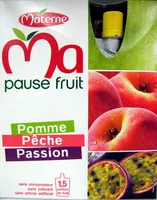 Mängden socker i Ma Pause Fruit pomme, pêche, passion Materne