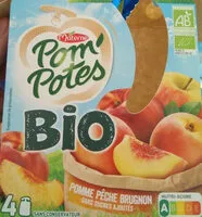 POM'POTES Compotes Gourdes BIO Pomme Pêche Brugnon 4x90g