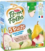 Mängden socker i POM'POTES Compotes Gourdes 5 Fruits Blancs 4x90g