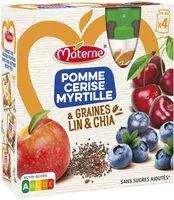 Mängden socker i MATERNE Compotes Graines Lin&Chia Pomme Cerise Myrtille 4x90g