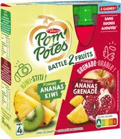 Mängden socker i POM'POTES Compotes Gourdes Battle2Fruits Ananas Kiwi 4x90g