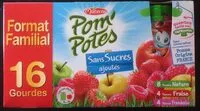 Mängden socker i POM'POTES Compotes Pomme, P. Frs, P. Framb 16x90g Format Familial