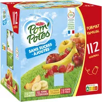 Mängden socker i POM'POTES Compotes Pomme, P.Brug, P.Ban, P.Frs 112x90g Format Familial