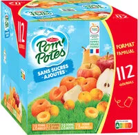 Mängden socker i POM'POTES Compotes Pomme, P.Ab, P.Poir, P.Mir 112x90g