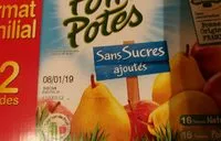 Mängden socker i Pom'Potes Dessert pomme poire sans sucres ajoutés les 32 gourdes de 90 g