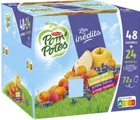 Mängden socker i POM'POTES Compotes Gourdes Pomme, P. Myrt, P. Mira, P. Framb 72x90g 48+24 Offertes