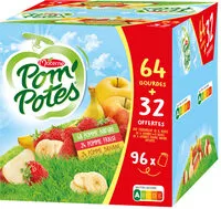 Mängden socker i POM'POTES Compotes Pomme, P. Ban, P. Frais 96x90g 64+32 Offertes