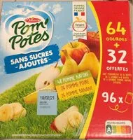 Mängden socker i POM'POTES Compote Gourdes Sans Sucres Ajoutés Pomme, Pomme Poire, Pomme Banane 96x90g 64+32 Offertes