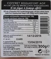 Mängden socker i Coffret roquefort aop