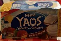 Mängden socker i Yaos le yaourt à la grecque sur lit de marrons