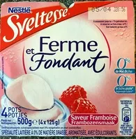 Mängden socker i Ferme et Fondant (0 % MG, 0 % de Sucres ajoutés), Saveur Framboise (4 Pots)