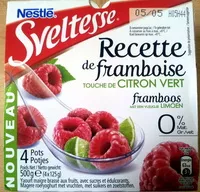 Mängden socker i Recette de Framboise, Touche de Citron Vert (0 % MG) 4 Pots