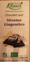 Mängden socker i Chocolat noir 60% sésame gingembre