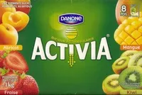 Mängden socker i Activia (Abricot, Fraise, Kiwi, Mangue) 8 Pots