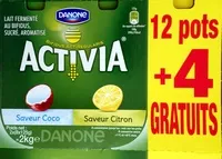 Mängden socker i Activia (Saveur Citron, Saveur Coco) 12 pots + 4 Gratuits