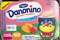 Mängden socker i Danonino Superdino Saveur Framboise / Pêche