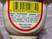 Mängden socker i Crèmes dessert chocolat blanc Danette