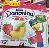 Mängden socker i Danonino aux fruits Fraise Pêche/Poire