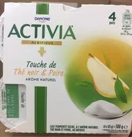 Mängden socker i Activia - Touche de Thé noir & Poire