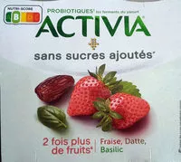 Mängden socker i Activia sans sucres ajoutés Fraise, Datte, Basilic