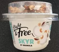 Mängden socker i Light & Free Skyr et granola