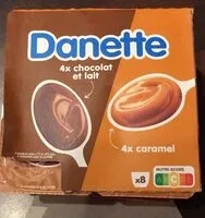 Mängden socker i Danette 4 chocolat au lait et 4 caramel