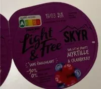 Mängden socker i Skyr sur lit de fruits myrtille et cranberry