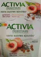 Mängden socker i Activia - graines de chia, pêche blanche  et raisin sec