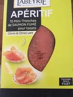 Mängden socker i 12 mini tranche de saumon fumé Citron & Citron vert