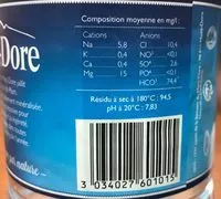 Mängden socker i Eau de source naturelle